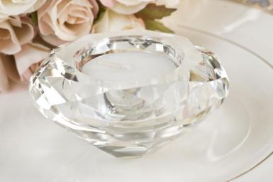 Wedding  Diamond Shaped Glass Tealight Holder Image 1