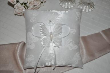 Wedding  Ring Cushion with Butterfly Image 1