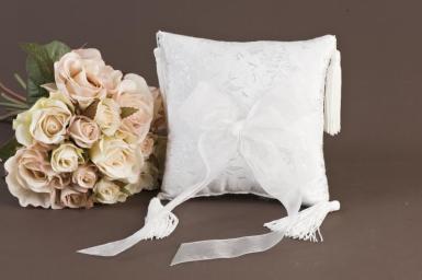 Wedding  Embossed Ring Cushion with Tassles Image 1