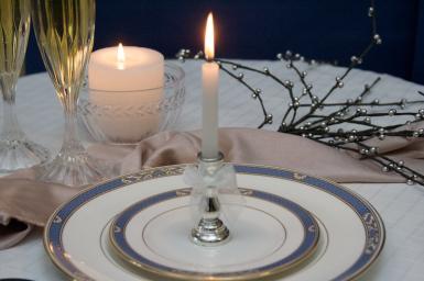 Wedding  Silver Candestick with Candle Image 1