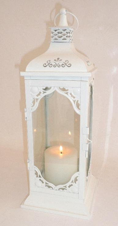 Wedding  White Hurricane Lanterns - Large Image 1