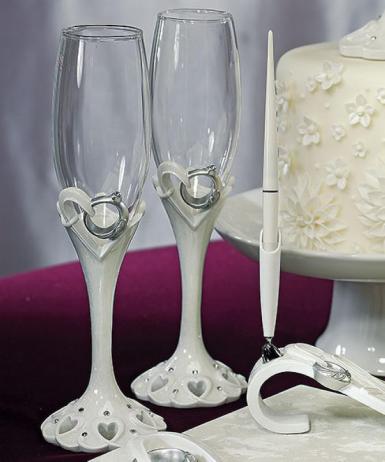Wedding  Double Rings Toasting Glasses Image 1