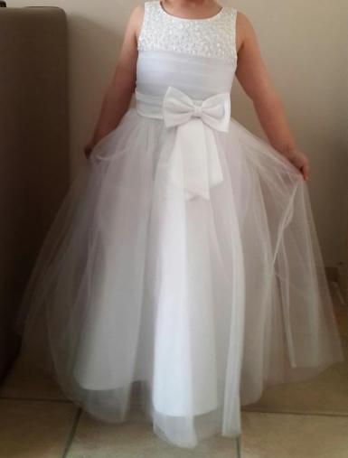 Wedding  Beaded Bodice Flower Girl Dress - Size 4 - 10 White Image 1