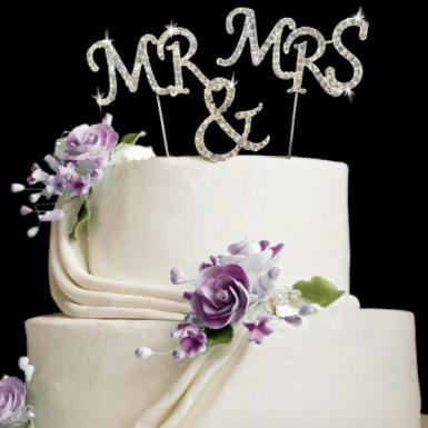 Wedding  Mr and Mrs Diamante Cake Topper Image 1
