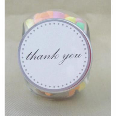 Wedding  Glass Candy Jar Favour with Thank You Sticker Image 1