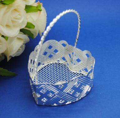 Wedding  Bomboniere - Silver Heart Shaped Basket Image 1