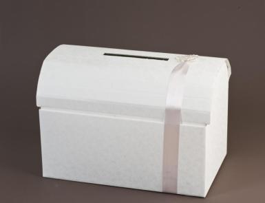 Wedding  Embossed Italian White Treasure Chest Card Box Image 1