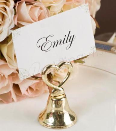 Wedding  Kissing Bell Place Card Holders Gold x 20 Image 1