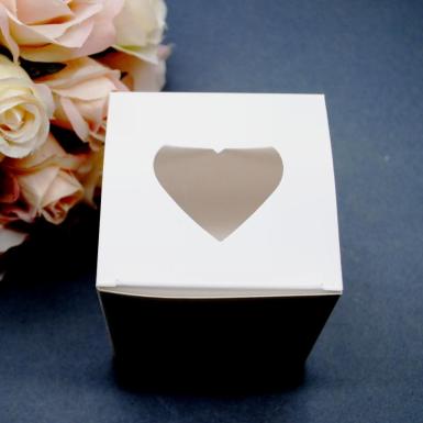 Wedding  White Cupcake Box with Heart Viewing Window x 10 Image 1