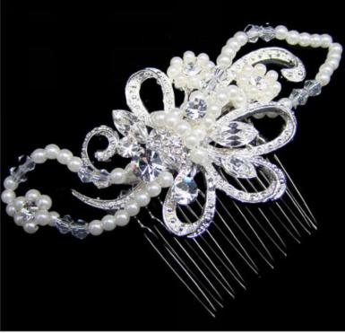 Wedding  Pearl and Marquise Comb Image 1
