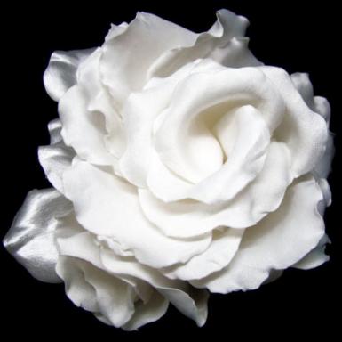 Wedding  Satin Rosette Hairpiece - White Image 1