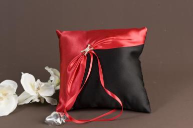 Wedding  Black and Red Satin Ring Pillow - Clearance 1/2 Price Image 1