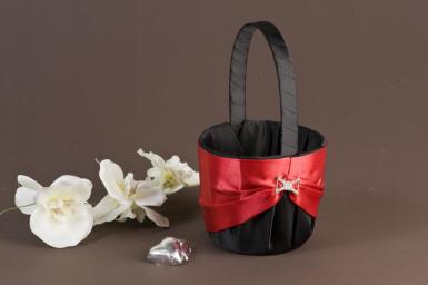 Wedding  Black and Red Satin Flower Girl Basket - Clearance 1/2 Price Image 1
