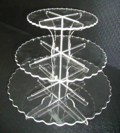 Wedding  3 Tier Scalloped Edge Cupcake Stand -  Hire Image 1