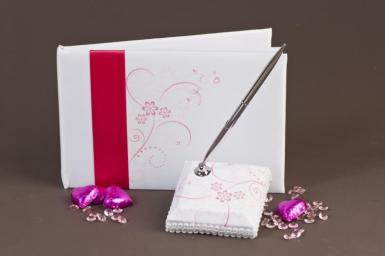 Wedding  Hot Pink Guest Book and Pen Set Image 1