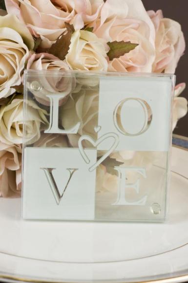 Wedding  LOVE Glass Coaster - 2 pack Image 1