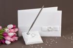 Pure Elegance in Wedding White Satin Guest Book image
