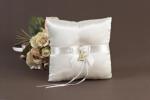 Ivory and Gold Hearts Ring Pillow image