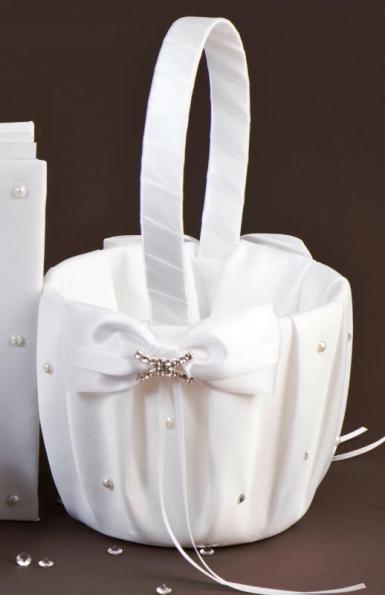 Wedding  Duchess Flower Girl Basket in White Image 1