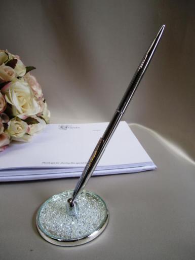 Wedding  Floating Crystals Glass Registry Pen Set Image 1