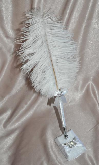 Wedding  Crystal Butterfly Quill Pen Image 1