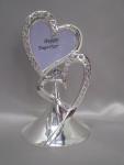 Double Hearts Metal Cake Topper with Photo Insert image