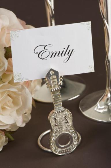 Wedding  Silver Guitar Place Card Holders Image 1