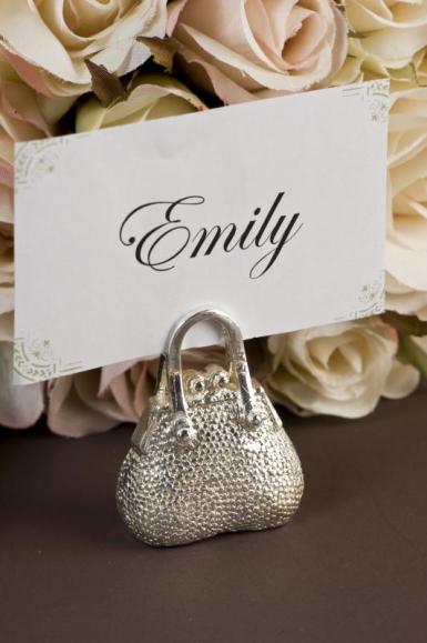 Wedding  Silver Handbag Place Card Holders x 4 Image 1