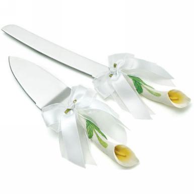 Wedding  Hand Painted Calla Lily Cake Serving Set Image 1