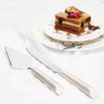 Heart Shaped in Brushed Pearl Finish Cake Serving Set image