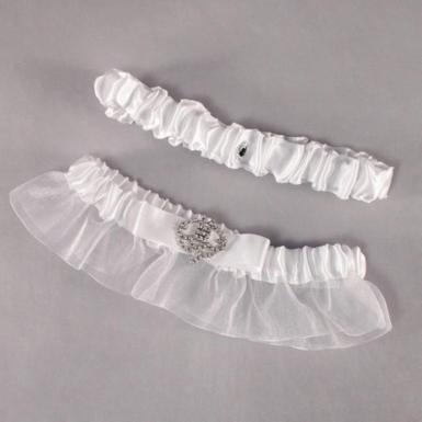 Wedding  Beverly Clark The Crowned Jewel Collection Garter Set - Black White or Ivory Image 1