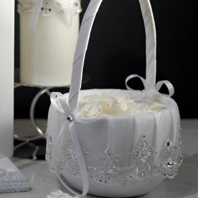 Wedding  Beverly Clark Royal Lace Collection Flower Girl Basket Image 1