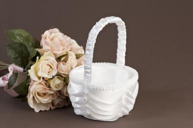 Wedding  Pearl Loops and Diamante Flower Girl Basket Image 1