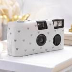 Single Use Camera - White and Silver Hearts Design image