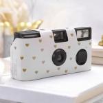 Single Use Camera - Ivory and Gold Hearts Design image