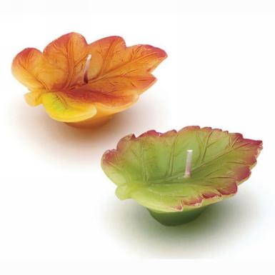Wedding  Fall Leaf Packaged Candle Set - set of 2 candles Image 1