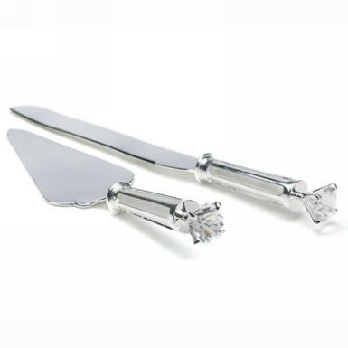 Wedding  Silver Plated Cake Serving Set with Diamond Image 1