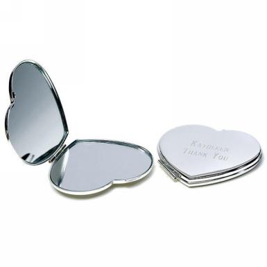 Wedding  Silver Plated Classic Heart Compact Mirror Image 1