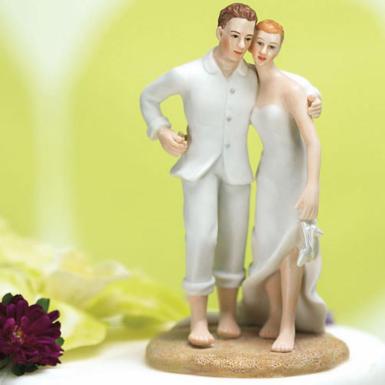 Wedding  Beach Bride and Groom Cake Topper Image 1