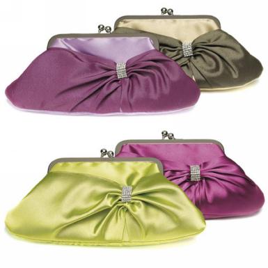 Wedding  Convertible Satin Clutch Purse with Crystal Wrap Amethyst Image 1