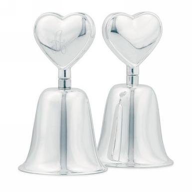 Wedding  Silver Plated Heart Handled Bell Image 1