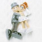 Dangly Leg Comical Bride & Groom Magnet image