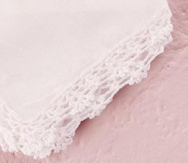 Wedding  Delicate Crocheted Border Handkerchief Image 1