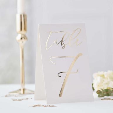 Wedding  Gold Foiled Tent Card Table Numbers Image 1