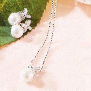 Wedding  Flower & White Pearl Jewelry 2 Piece Set Image 1