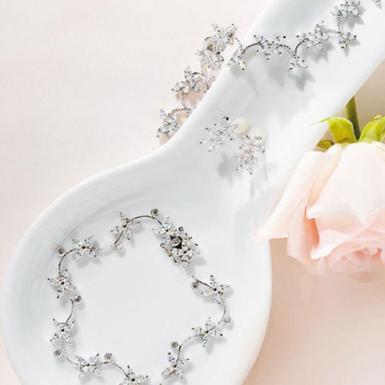 Wedding  Cubic Zirconia Clusters in Silver Jewelry Two Flowers Earrings Image 1