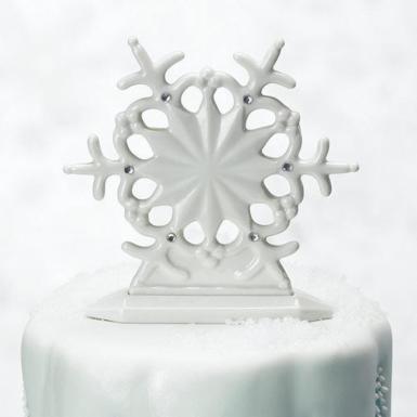 Wedding  Glazed Porcelain Snowflake Cake Topper Image 1