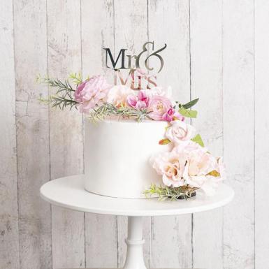 Wedding  Mr and Mrs Mirror Cake Topper - Medium Image 1