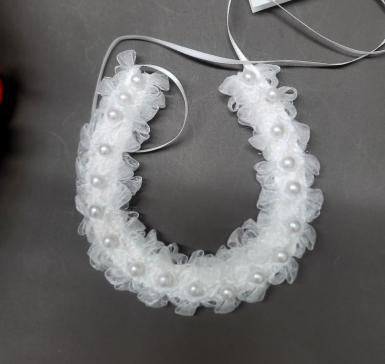 Wedding  White Lace and Pearl Traditional Horseshoe Image 1