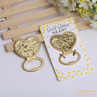 Wedding  Gold Glitter Heart Bottle Opener Image 1